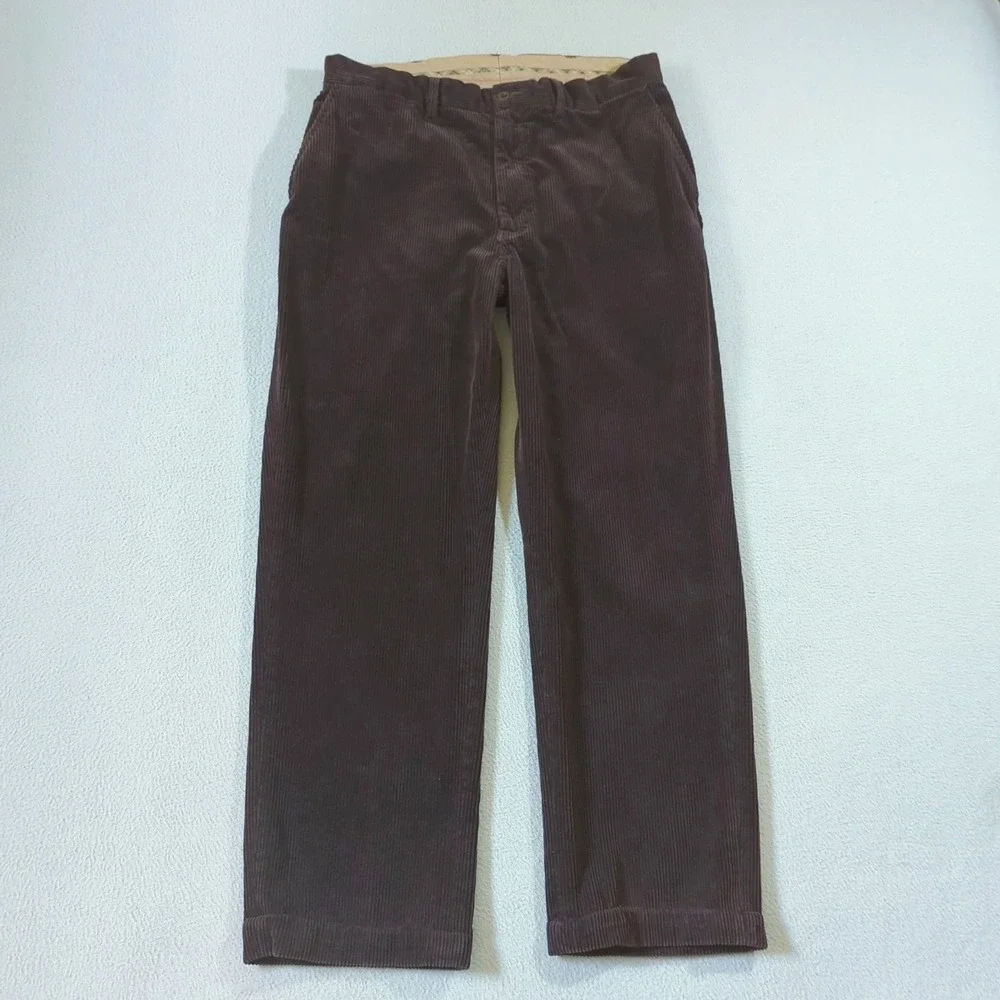 Polo Ralph Lauren Preston Corduroy Pants Mens 36x32 Burgundy Wide Wale Baggy